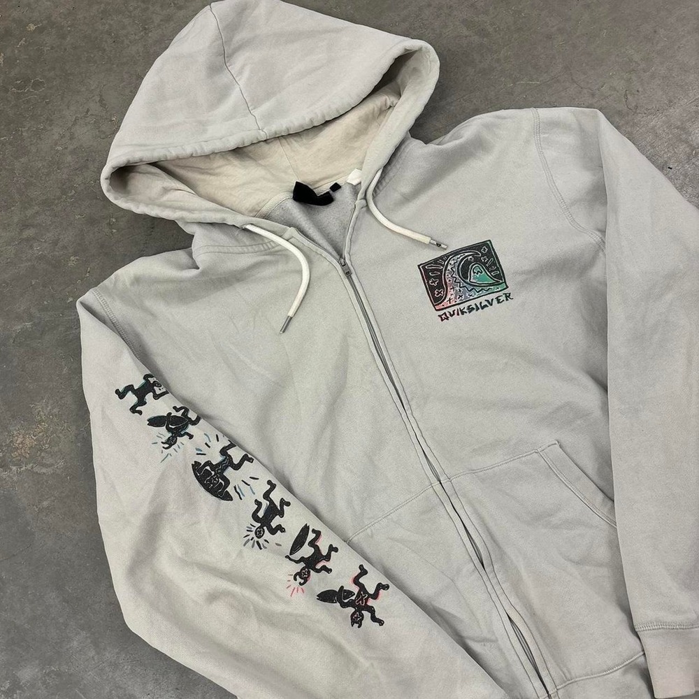 Vintage Y2K Quiksilver Zip Up Hoodie Size large